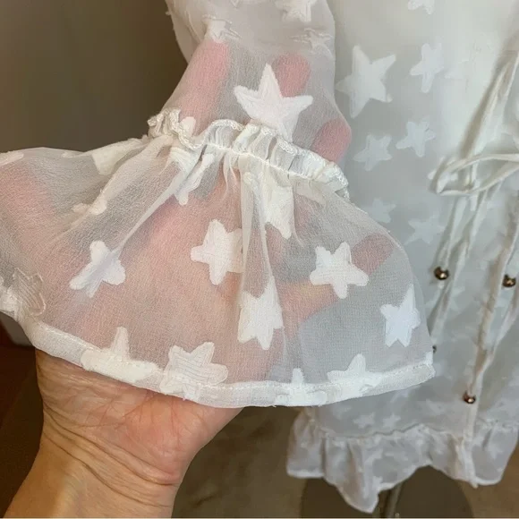Club Z Collection White Sheer Star Beach Cover- Up - Sz M - Picture 7 of 16
